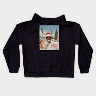 Funny reindeer christmas Kids Hoodie